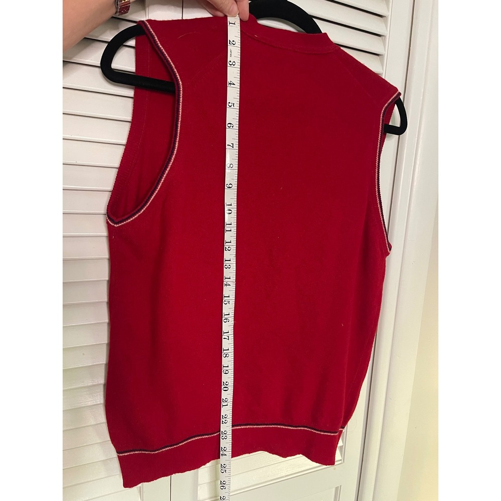 Vintage Gleneagles Grange Scotland Red V-Neck Sweater Vest Collegiate Grandpa - Picture 6 of 9